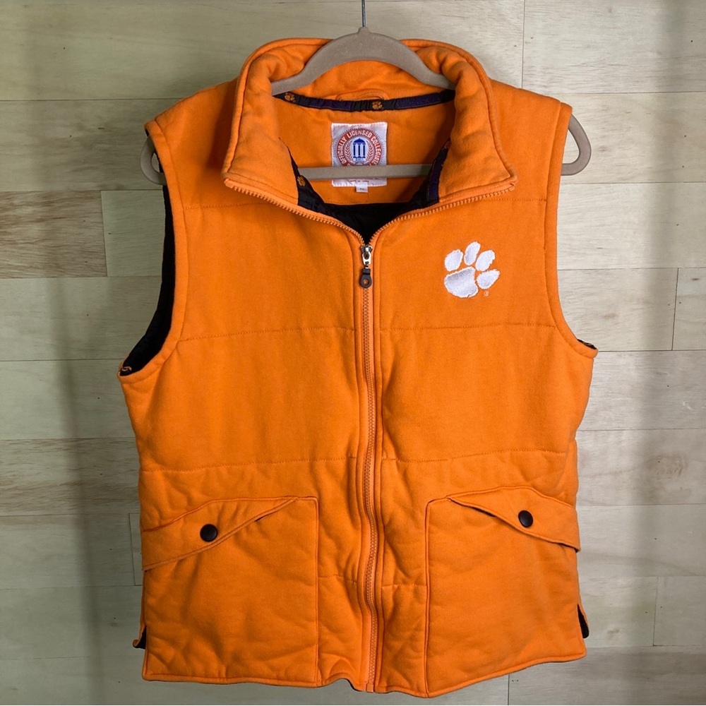 Clemson Tigers Embroidered Puffer Vest Size M Unisex Orange Purple Zip Up Vest